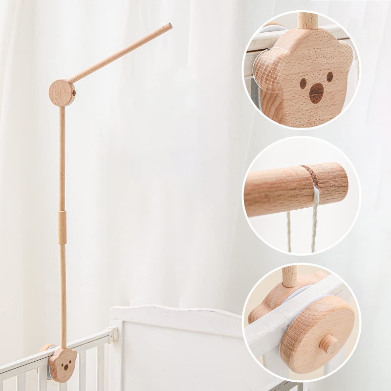 let's make Baby Crib Mobile Arm - Wooden Baby Mobile Crib Holder for Mobile Hanging Baby Crib Attachment for Nursery Decor (Bear Crib arm) - Image 2